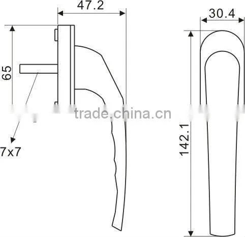 Upvc Window Handle Zinc/Aluminum alloy window handle Puwei PWS Inward Opening Window Handle with key/lock