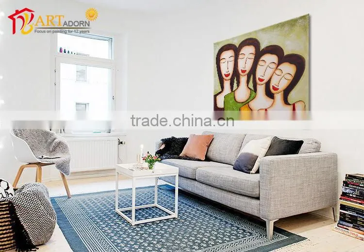 Colorful Women Abstract Paintings Faces on Canvas