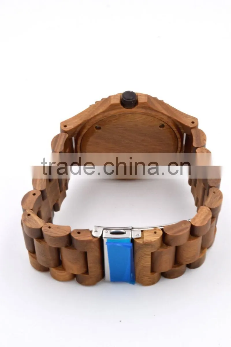 Hot selling fashion round dial quartz wood watch