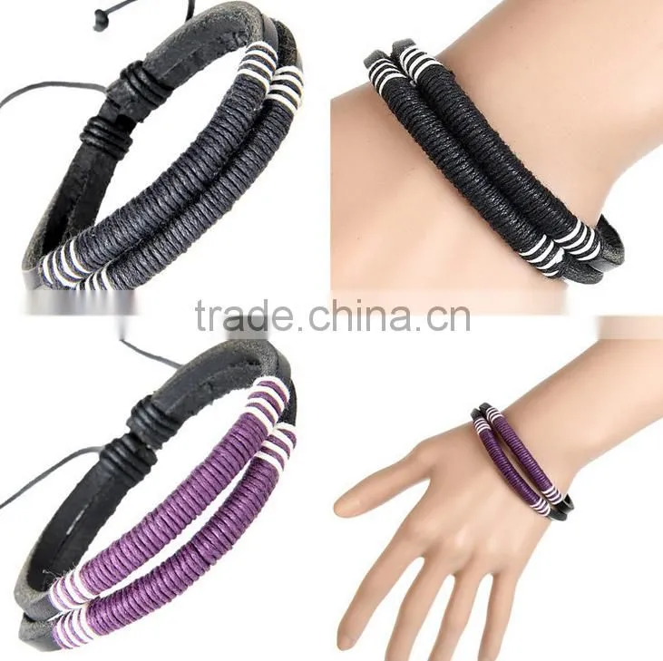 Fashion Men Jewelry Cow Rivet Skull Charms Leather Bracelet