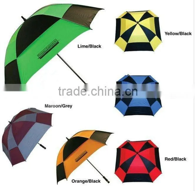 Two tone square golf umbrella,double layer umbrella,storm proof umbrella