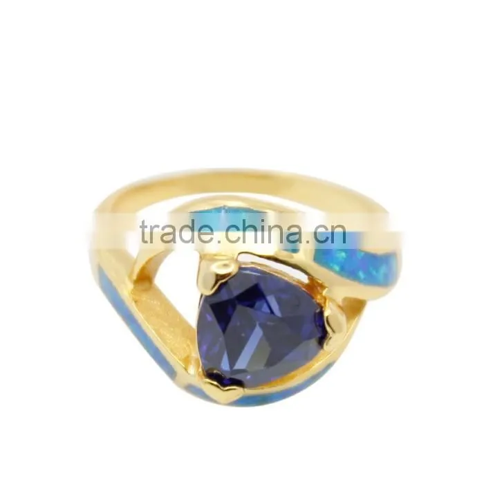new opal gemstone jewelry gold plated ring