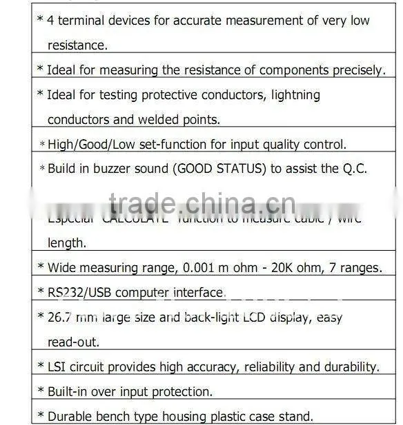 NEW 0.001m-20k ohm ,7 ranges high precision Milliohm meter MO-2013