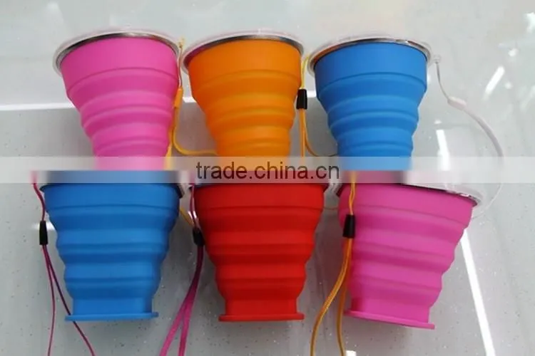 portable silicone retractable folding coffee cup with lid