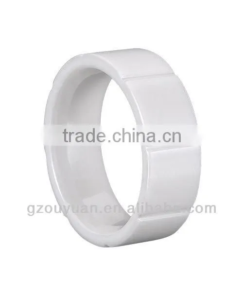 New Grooved White Ceramic Ring, Women's White Ceramic Ring
