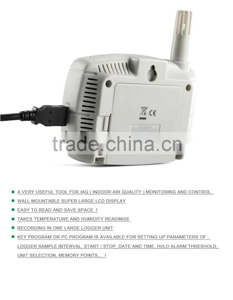 Wall Moutable USB Interface High Precision Temperature and Humidity Data logger AZ 8808 Thermometer hygrometer logger with Alarm