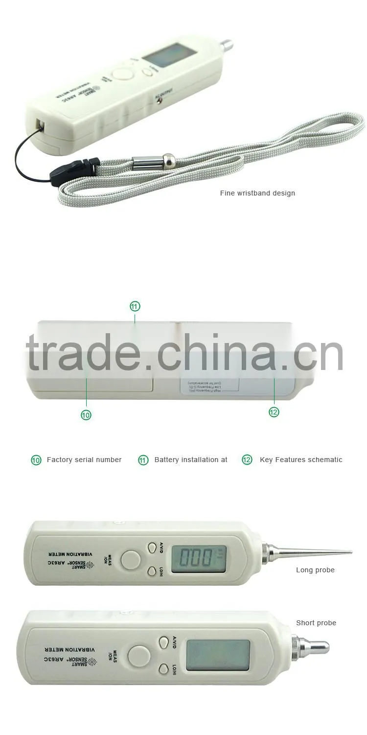 AR63C High Quality Portable Vibration Meter Pen Style Digital Vibrometer