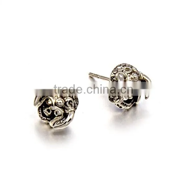 Casting Skull Stud Earrings Crystal Stainless Steel Sivler Antique Earrings for mens Jewelry