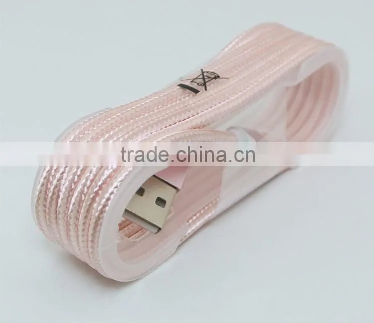Metal Nylon Woven USB Cable With Blister for I6 usb cable bulk for iphone 7