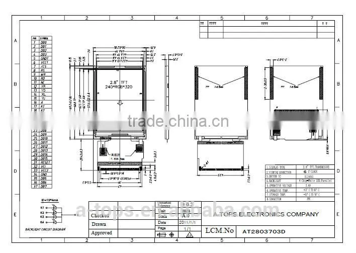 2.8 inch tft lcd module with 240*320 resolution