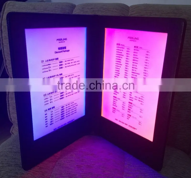 Acrylic lighted led menu