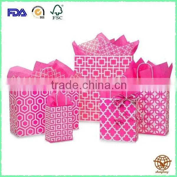 Popular Customized Kraft Carrier Bag with Handle,High Quality Kraft Shopping Bag