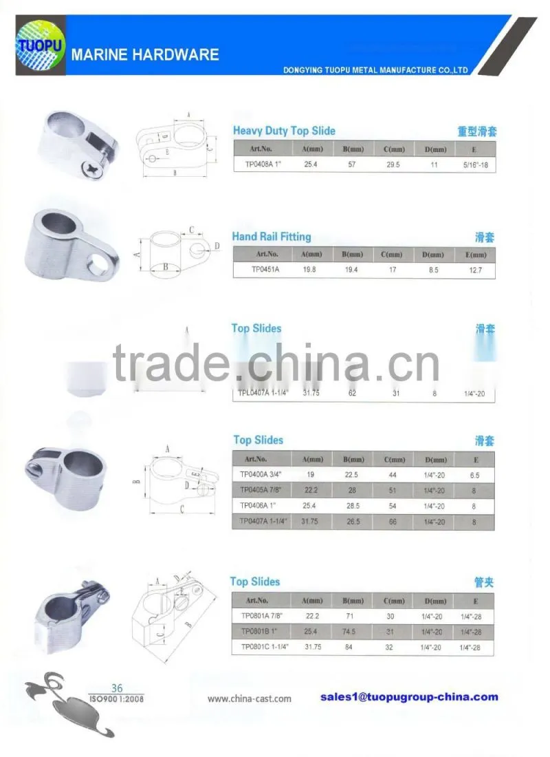 Precision investment casting top cap Mirror polished heavy duty top slide Stainless steel top cap