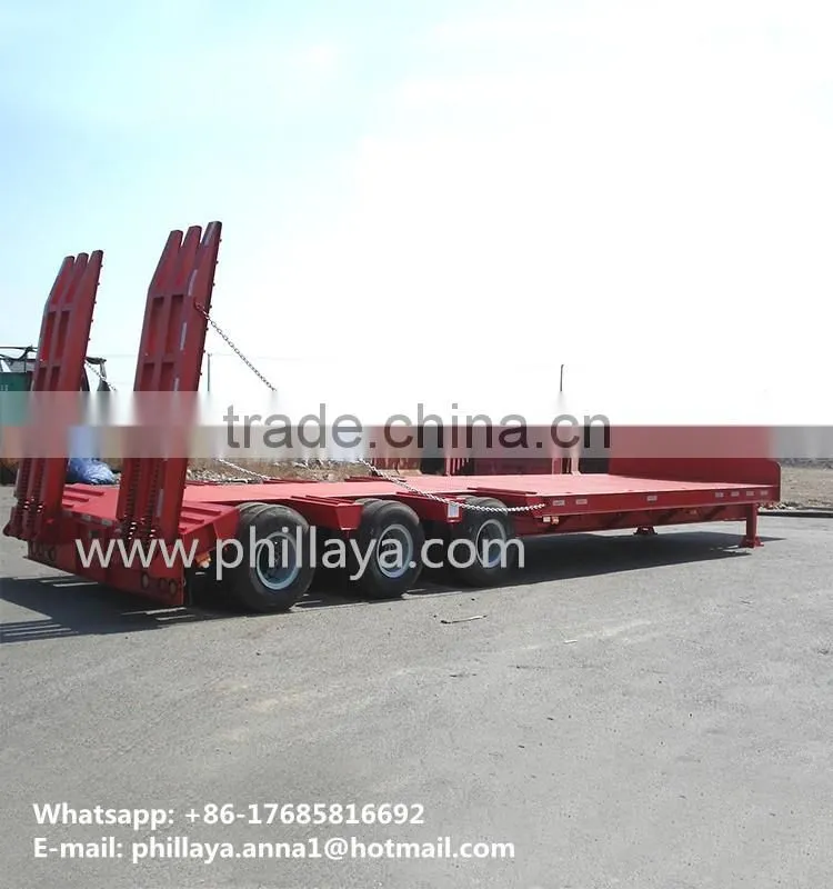 Tri-Axles Step-wise drop deck Lowbed Semi Trailer for Heavy duty equipment transporter