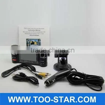 True Dual 720P Double lens Driving recorder H.264 HD Car DVR Camcorder F20 1280*720 G-Sensor Camera
