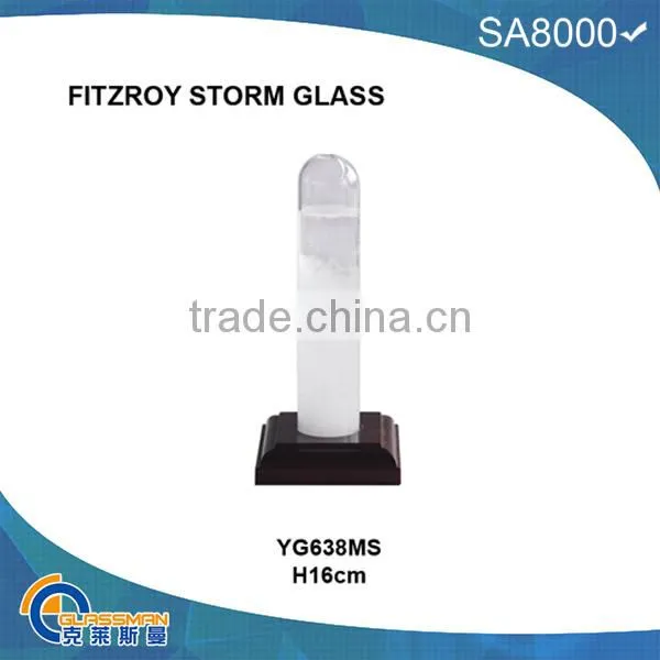 BAW0911 FITZROY STORM GLASS WITH WOOD BASE