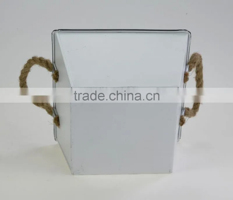 china factory low price lead free metal personalized large decorative white printing character flower pot