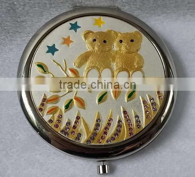 gold folding pocket mirror ,gold compact mirror