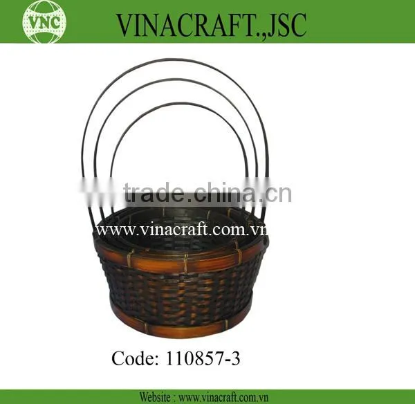 Black flower bamboo basket for wedding