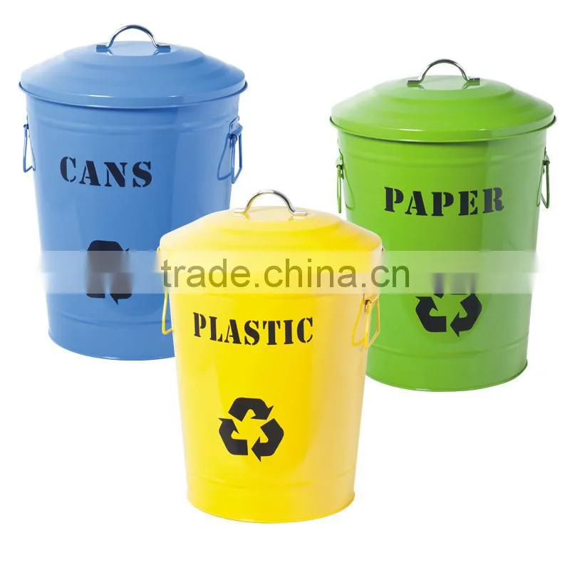 colorful galvanized metal Garbage Can Trash Can Waste Bin