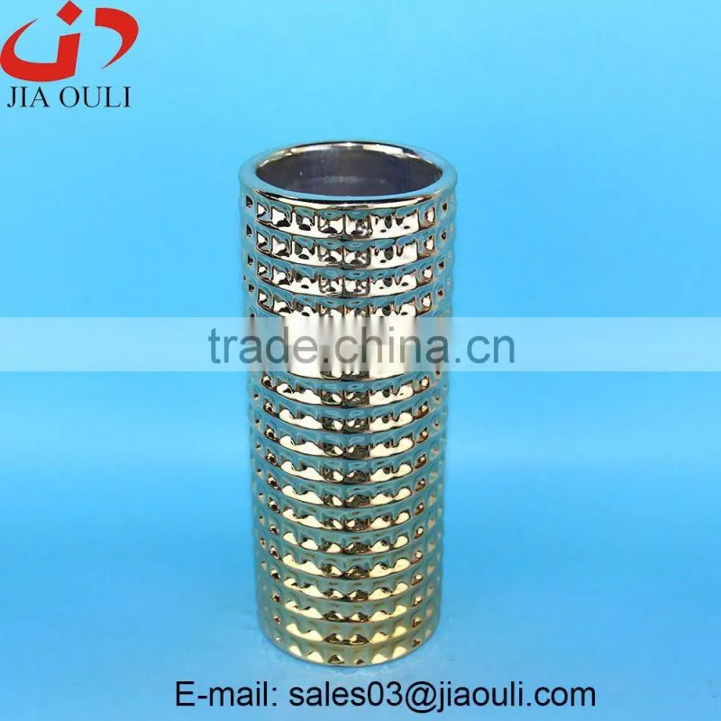 Quality plating golden ceramic vases for home decor, tall gold vases