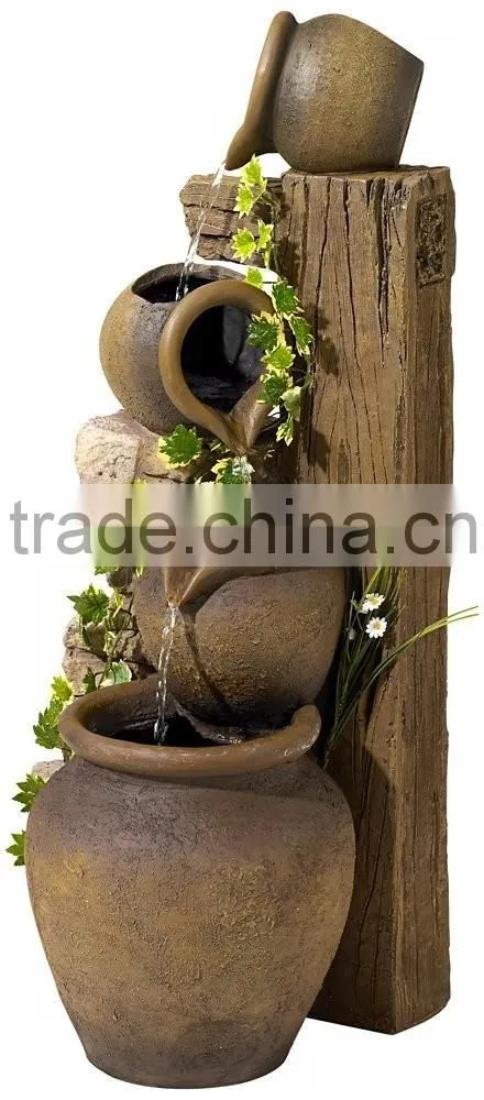 Four Rustic Jugs Cascading Water Fountain