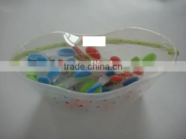 plastic colourful clothes hangers Plastic clothespin/clothes peg/clothes clip with a basket