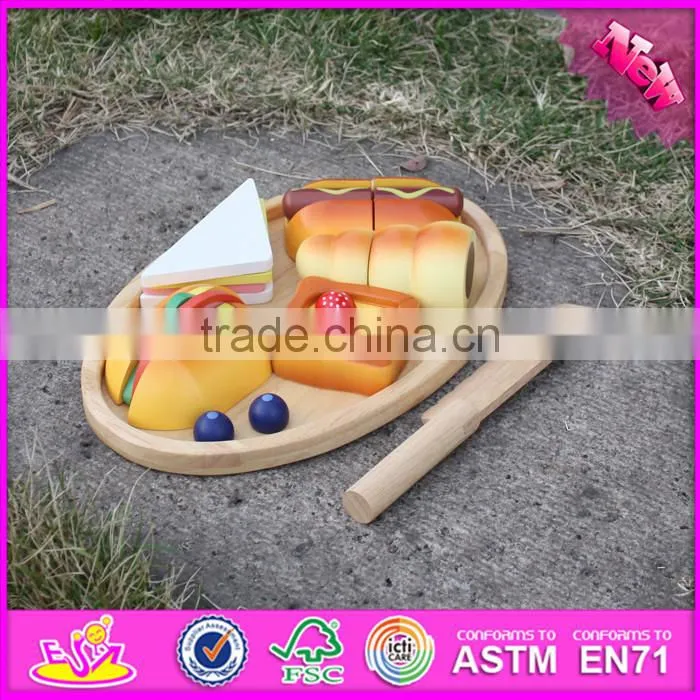 2017 New design kids pretend toys wooden play food W10B182