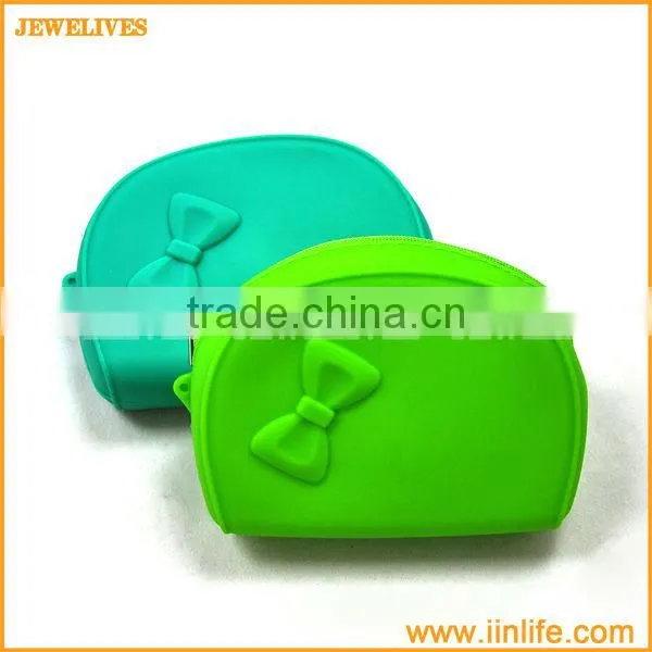 Colorful Bowknot Rubber Silicone Pouch Purse Wallet Glasses Cellphone Cosmetic Coin Bag Case
