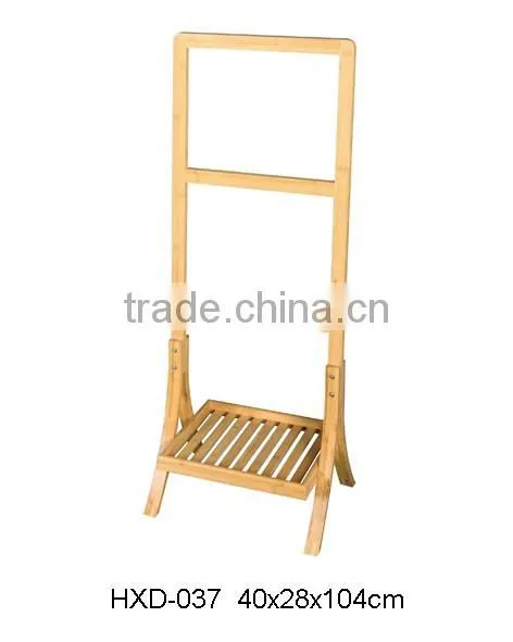 Bamboo hanging clothes rack w shoe stand rack