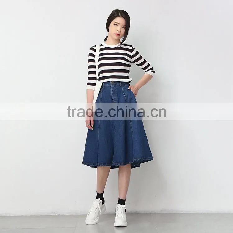 Wholesale custom long denim skirts blue jean skirts for women