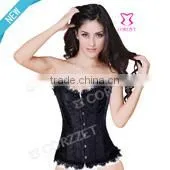 Black Leather Cheap Corset Tops Out Wear