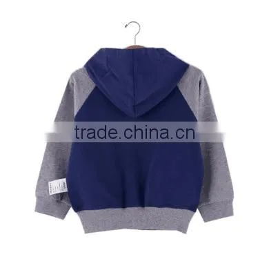 2016 new design Children's wear autumn outfit young children hooded jacket navy blue
