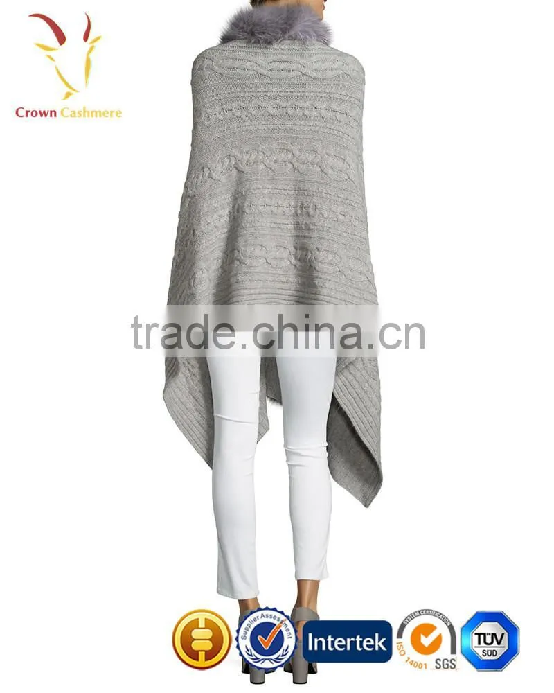 Fur Trimmed Cashmere Cable Shawl Cashmere Shawl With Fur