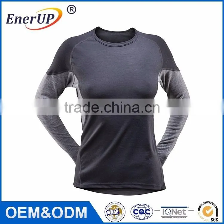Dri Fit Thermal wicking T shirts Custom Fitness Apparel Long Sleeve Skin Tight Inner Wear for Women