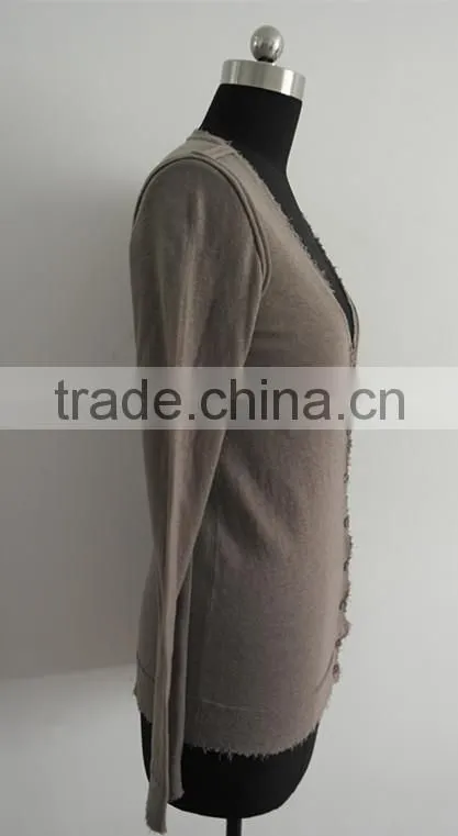 Ladies 100% Merino wool cardigan sweater/ broken effect