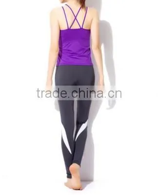 Purple Women 's Aerobics Pant Suit Yoga Shirts Body Building Sexy Clothing