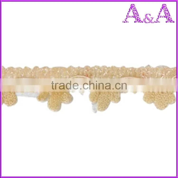 Fashion rhinestone and beading trim by the yard, new design beads crystal decorative trim wholesale, trimmings for dresses