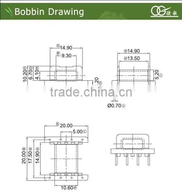 EFD20 bobbin coil for high frequency transformer with best price and high quality,pin 4+4