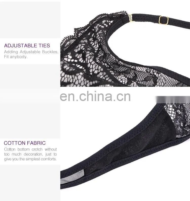 2016 Newest Luxurious lace thong sweet sexy ladies underwear black color sexy panties cotton