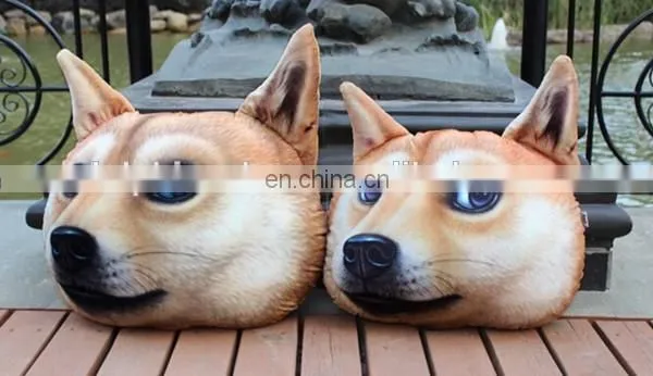 Cheap cartoon 3d printing decorative dog pillow custom cute soft plush animal shaped car seat cushion