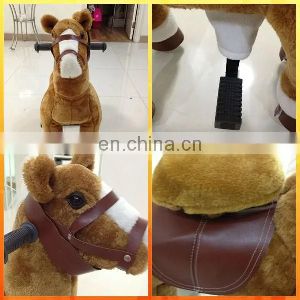 2017 Hot sale plush machanical riding horse,playful plush rocking horse for kids