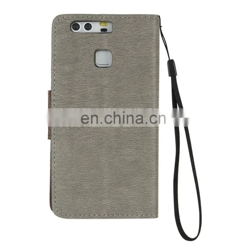 Wallet Style PU Leather case ,Card Holder with strap case for Huawei Ascend P9