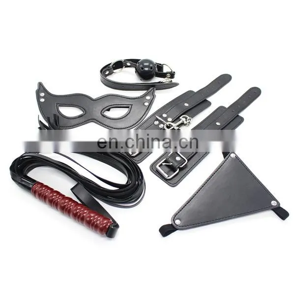Genuine leather restraints 5 pcs sex toy set bondage kit set adult sex tool