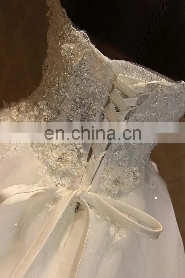 Luxury Applique Beaded Ball Gown Wedding Dresses 2017 Sweetheart Lace-up Back Casamento Wedding Gown