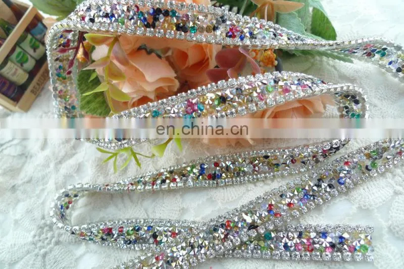 new design hot fix rhinestone tirmming with glue