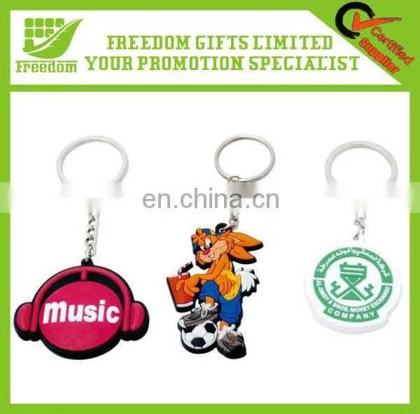 Customized PVC Lovely Rubber Key Rings for Promotion