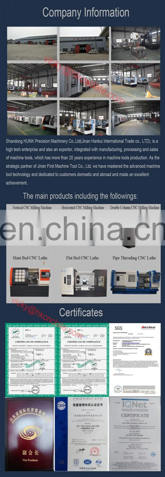 Taiwan Spindle ATC And CTS System Vertical CNC Milling Machine For Metal/Alloy/Steel Parts Machining