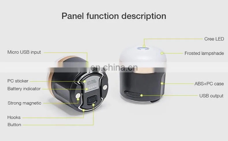2020 New Style Outdoor waterproof camping tent light Rechargeable Lithium Battery 7200mAh
