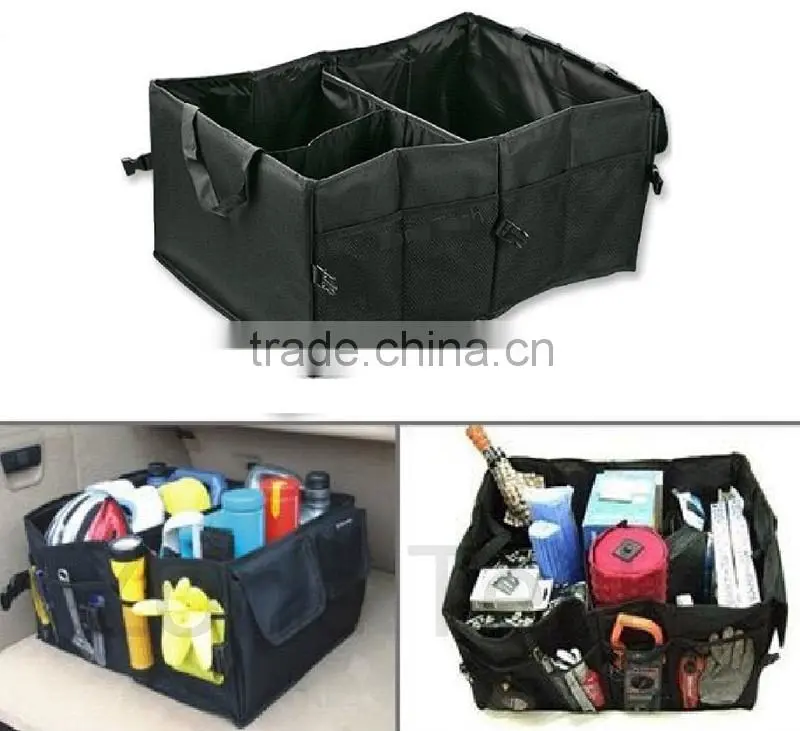 Multipurpose Cargo Trunk Storage Car Console Foldable Black Premium Quality Leakproof Heavy Duty Black Vehicle Organizer-Great F